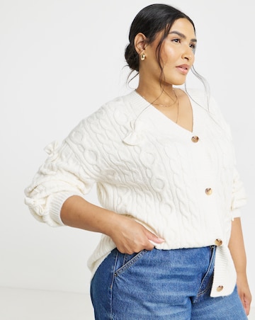 Bow Detail Longline Cable Cardigan