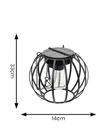 ValueLights 2 Pack Solar Powered Outdoor Black Metal Ball Garden Lantern Lights