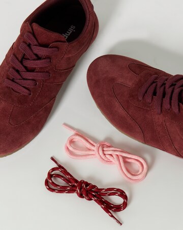 Luna Suede Retro Classic Lace Up Trainers - Wide Fit (E)