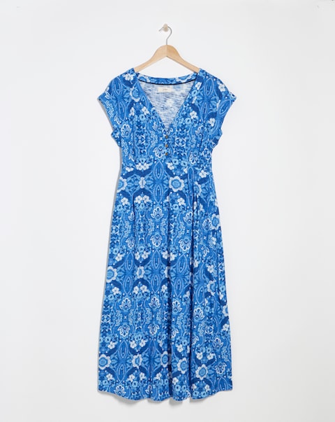 Julipa Pure Cotton Slub Printed Midi Dress