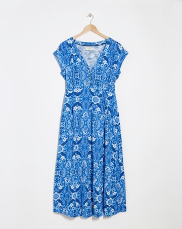 Julipa Pure Cotton Slub Printed Midi Dress