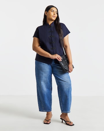 Simply Be Navy Frogging Detail Top