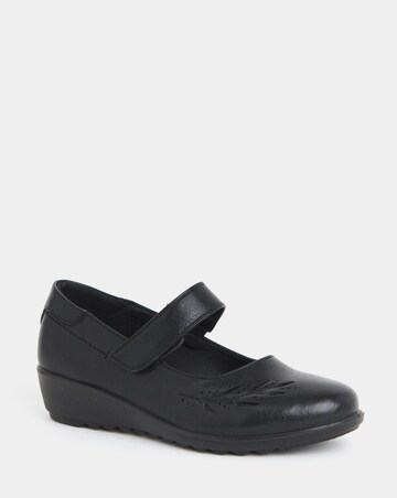 Cushion Walk Wedge Mary Jane Shoes With Embossed Detail - Extra Wide Fit (EEE)