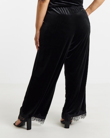 Vila Alindra High Waisted Lace Trim Wide Trouser