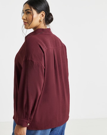 Simply Be Burgundy Bow Button Detail Shirt