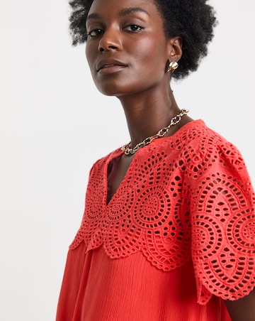 Crinkle Crochet Trim Top