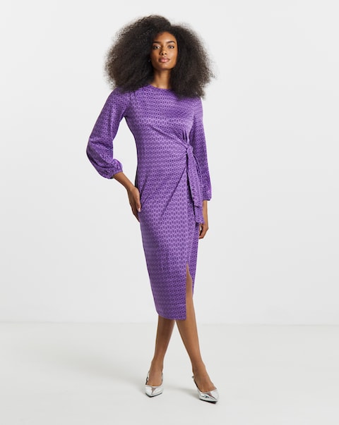 Textured Jersey Wrap Dress