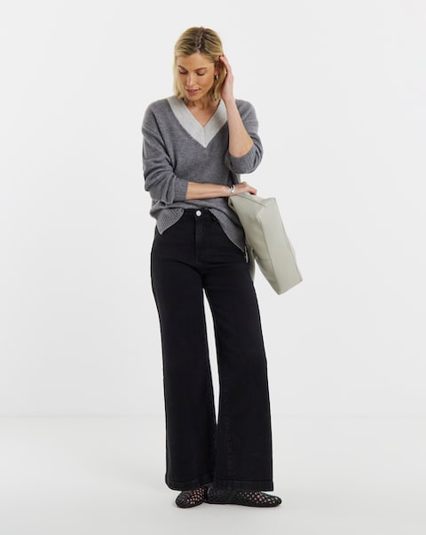 Magisculpt Washed Black Wide Leg Jeans