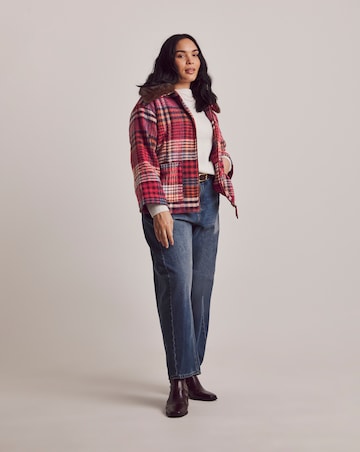 Julipa Check Fur Trim Collar Coat
