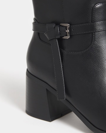 Aliyah Sherling Trim Block Heel Ankle Boots - Wide Fit (E)