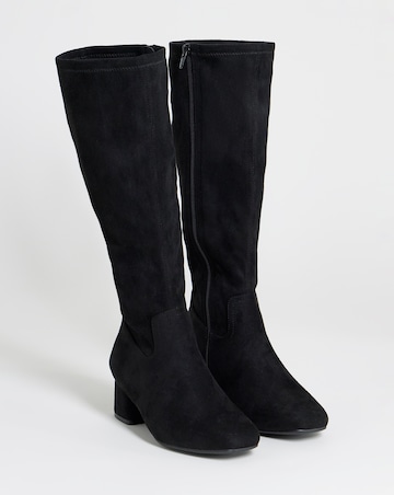 Natalya Heeled Stretch Knee High Boots - Extra Wide Fit (EEE) & Super Curvy Calf