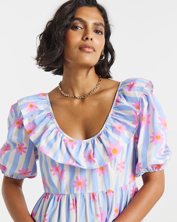 Twisted Wunder Cotton Stripe Floral Maxi Dress