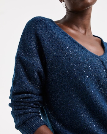 Sequin Glitter Knit Longline Jumper