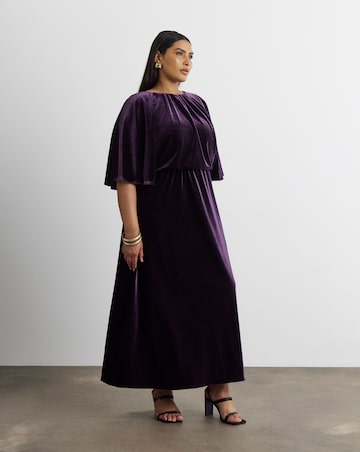 Joanna Hope Velour Cape Maxi Dress