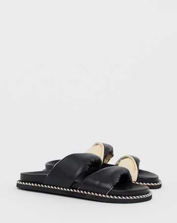 Simply Be Mica Soft Twist Leather Footbed Sandals - Wide Fit (E)