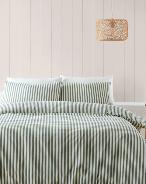 Catherine Lansfield Brushed Stripe Duvet Cover Set