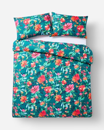 Painted Floral Cotton Blend Duvet Cover Set