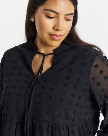Simply Be Black Dobby Smock Dress