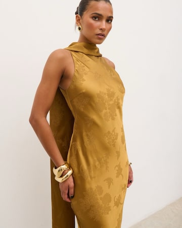Pretty Lavish Lethe Drape Scarf Satin Jacquard Dress