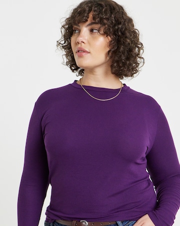 Simply Be Blackberry Long Sleeve Soft Rib Top