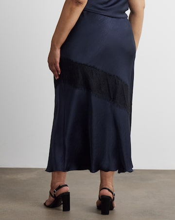 Joanna Hope Lace Trim Satin Skirt