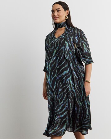 Joanna Hope Tie Neck Swing Midi Dress