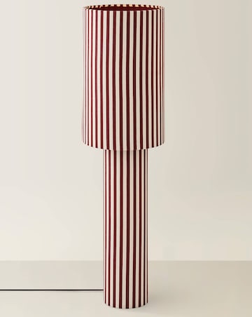 ValueLights Florence Burgundy Pinstripe Linen Midi Floor Lamp