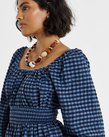 SIMPLY BE GINGHAM SHIRRED WAIST BLOUSE CO-ORD