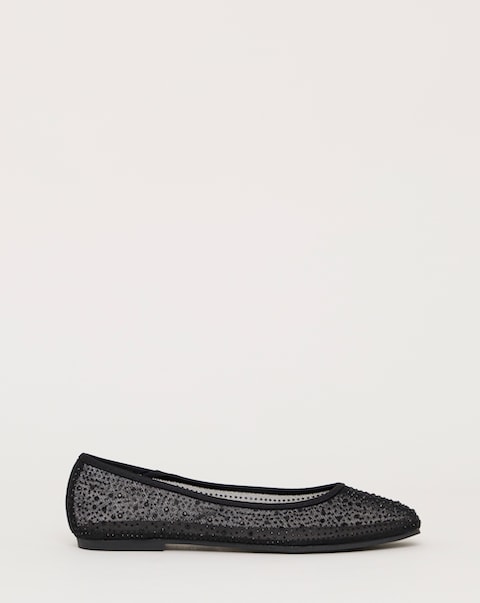 Luminous Embellished Mesh Ballet Flats - Wide Fit (E)