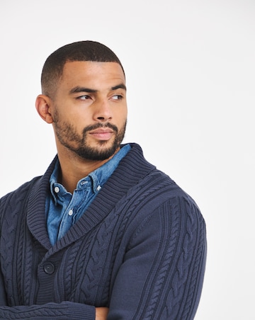 Cable Knitted Shawl Neck Cardigan