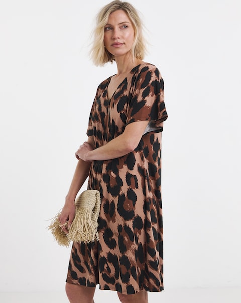 Jersey V Neck T-Shirt Dress