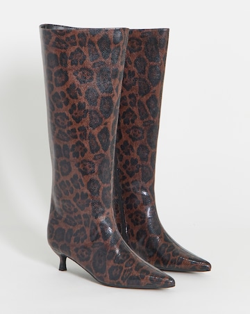 Simone Kitten Heel Straight Leg Boots - Wide Fit (E) & Curvy Calf
