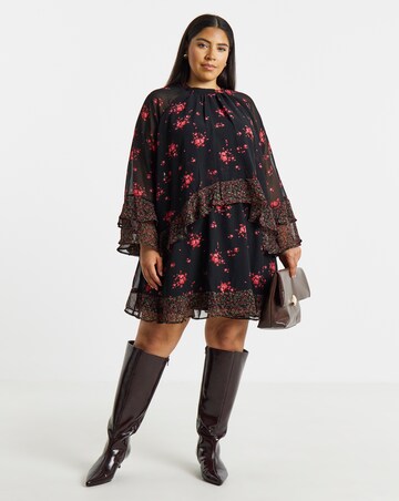 Simply Be Mixed Print Skater Dress