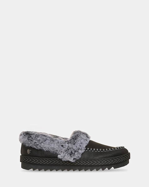 Skechers Black Bobs Cozy Kiss Snug Stitch Slippers - Standard Fit (D)