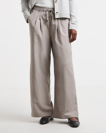Taupe Pinstripe Wide Leg Trouser