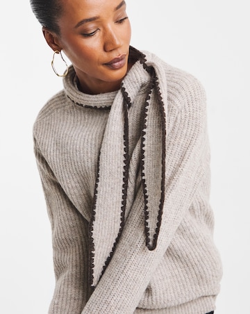 Tie Neck Whipstitch Jumper