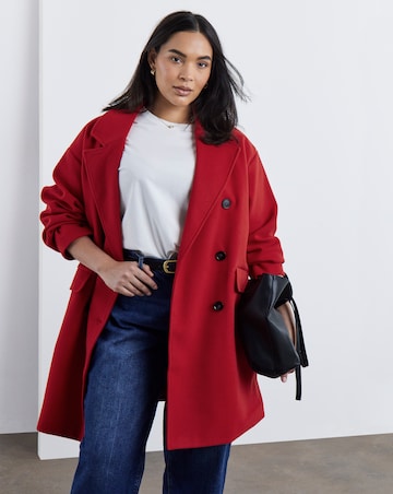 Red Double Breasted Lined Coat