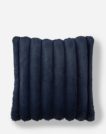 Ribbed Faux Fur Cushion - Navy