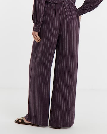 PLUM PINSTRIPE TIE WAIST WIDE LEG TROUSER CO-ORD
