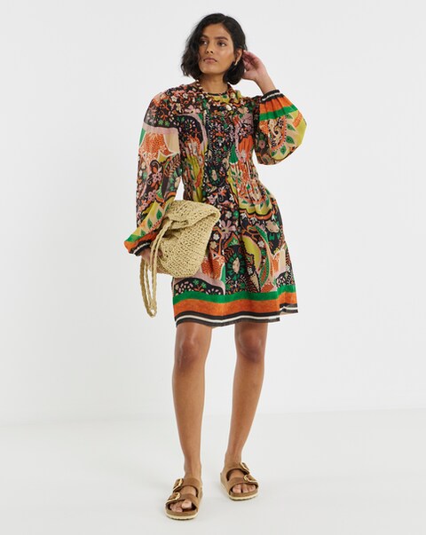Simply Be Border Print Shirred Skater Dress
