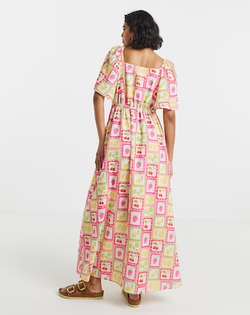 Twisted Wunder Linen Postcard Print Maxi Dress
