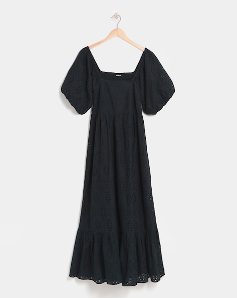 Simply Be Black Broderie Tiered Maxi Dress