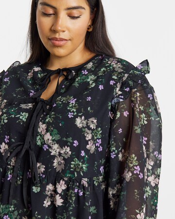 Simply Be Ditsy Print Bow Detail Skater Dress