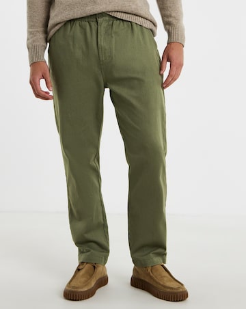 Herringbone Elasticated Waist Straight Fit Trouser