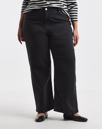 Simply Be 99 1 Black Comfort Stretch Slouchy Wide Leg Jeans