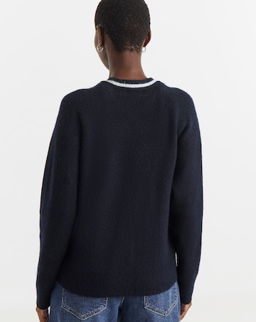Contrast Bomber Style Knitted Cardigan