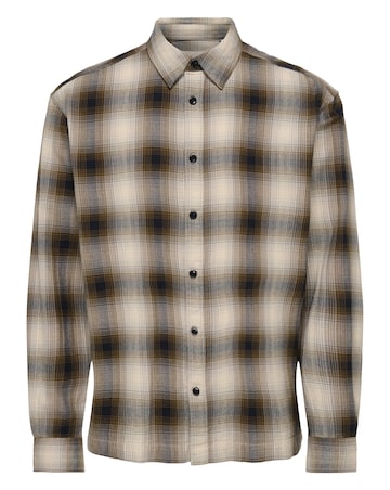 Only & Sons Kosta Long Sleeve Check Regular Fit Shirt - Natural Check