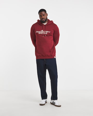 Jack & Jones Toronto Embroidered Logo Sweat Hoody - Burgundy