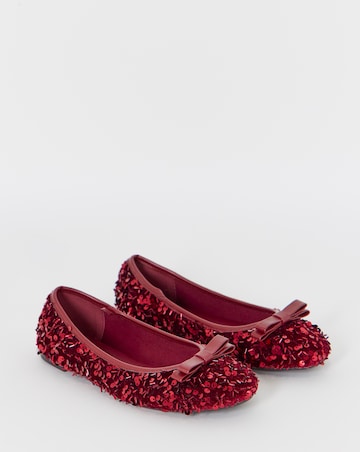 Abundance Classic Bow Sequin Ballerina Shoes - Wide Fit (E)
