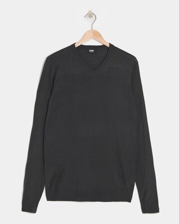 V Neck Charcoal Acrylic Knitted Jumper